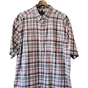Eddie Bauer Men's Button Shirt Size L Multicolor Plaid Cotton Short‎ Sleeve